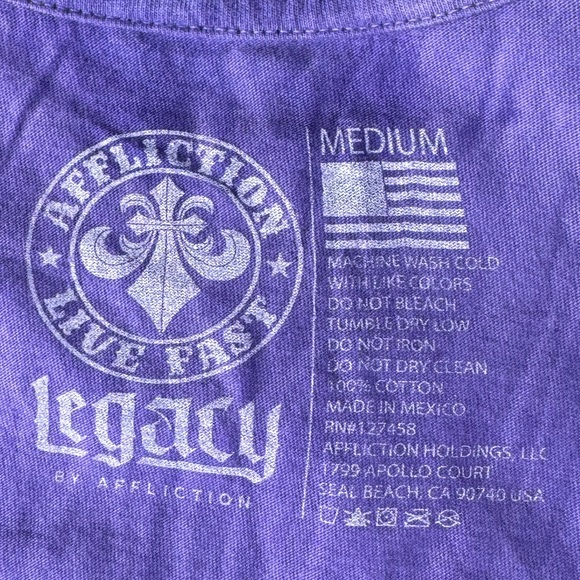 Legacy By Affliction Men's Graphic T-shirt -Purple /Yellow -Size: M / XL - NWT - Picture 8 of 9